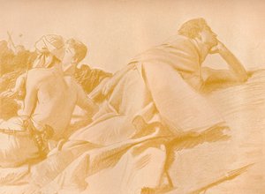 Liggende figurer David i Sauls lejr, c1905 af John Singer Sargent