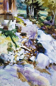 Rushing Brook, ca. 1904-11 (wc, gouache og grafit på råhvidt vævet papir) af John Singer Sargent
