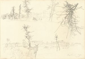 Soldater i et ødelagt landskab [recto], 1918. af John Singer Sargent