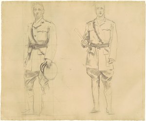 Studier af generaler Plumer og Haig for generalofficerer fra Første Verdenskrig [recto], 1920-1922. af John Singer Sargent