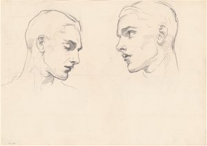 Studier af en mands hoved, ca. 1875. af John Singer Sargent