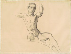 Undersøgelse for figur over "Musik" af John Singer Sargent