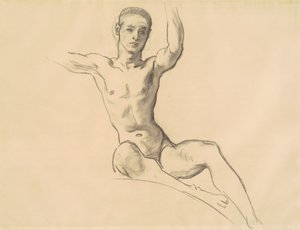 Undersøgelse for figur ovenover musik, 1919-1920. af John Singer Sargent