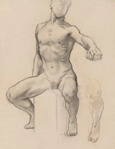 Studie af Perseus for Perseus om Pegasus, der dræber Medusa, vægmaleri, Stairway, Museum of Fine Arts, Boston [?] af John Singer Sargent