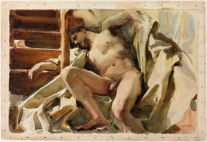 Studie af et liggende mandligt nøgenbillede af John Singer Sargent