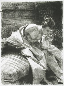 Studie af en siddende ung mand af John Singer Sargent