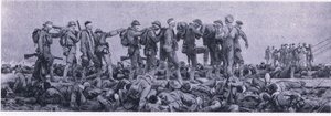 Omklædningsstationen. Tab som følge af sennepsgas, fra British Adventure udgivet af Collins, 1947 af John Singer Sargent