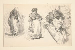 To stående figurer og et hoved af John Singer Sargent