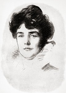 Jeanette Jennie Jerome, Lady Randolph Churchill og mor til Sir Winston Churchill, fra A Roving Commission af Winston S. Churchill pub. af Scribners, 1930 af John Singer after Sargent