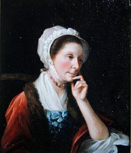 Portræt af en dame (olie på panel) af John Singleton (attr. to) Copley