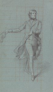 Kaptajn W. Fairfax, figurstudie til maleriet af Lord Duncans sejr (sort kridt, forhøjet med hvidt på blåt papir) af John Singleton Copley