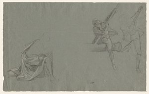 Draperi undersøgelse; To figurer, der trækker en stang af John Singleton Copley