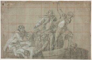 Rescue Group, 177778 (sort kridt forhøjet med hvidt på papir) af John Singleton Copley