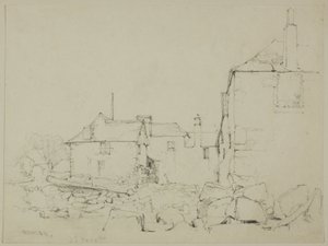 Huse og stenmur, Newlyn af John Skinner Prout