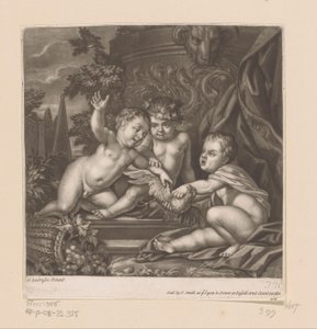 Tre amoriner med en fugl af attributed to John Smith