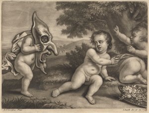 Børn leger med en maske