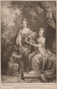 Lady Frances og Lady Catherine Jones-døtrene til højre, ærede Richard Earl of Ranleagh af John Smith