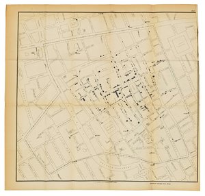 A map from "On the Mode of Communication of Cholera", 1855dani af John Snow