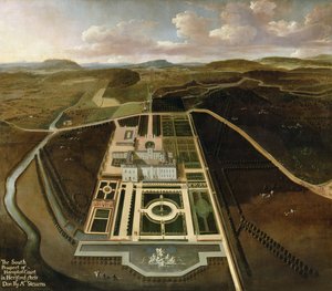South Prospect of Hampton Court, Herefordshire, ca. 1705 af John Stevens