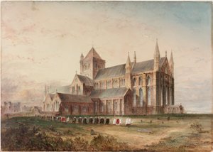 Tynemouth Priory, Exterior, Conjectural Restoration (kropsfarve, blyant og wc på papir)