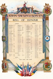 John Swain & Son Ltd. Æresrulle, 1917