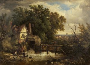 A Surrey Mill Stream (olie på lærred)