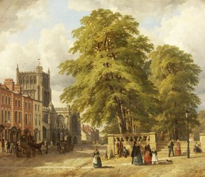 Udsigt over College Green (olie på lærred)