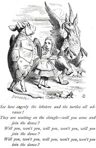 Alice, Mock Turtle and the Gryphon fra Alice