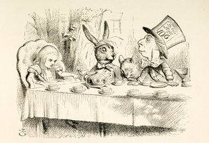 Alice til den gale hattemagers teselskab. af John Tenniel