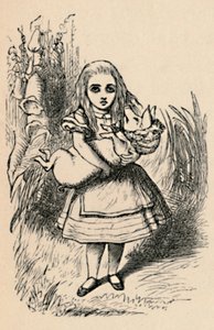 Alice holder en gris i armene, 1889 af John Tenniel