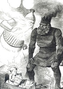 Tegnefilm kommenterer elektricitets barndom af John Tenniel