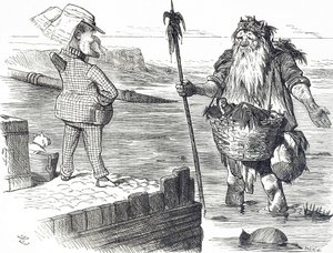 Tegneserie, der kommenterer forureningen af Themsen i London af John Tenniel
