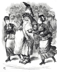 Tegneserie, der viser julemandens rulleskøjteløb af John Tenniel
