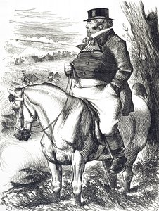 Tegnefilm, der viser John Bull, der ser efterårsmanøvrer af John Tenniel