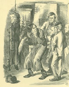 Fagins Politiske Skole: Reform af Folketinget - forlængelse af franchisen. Disraeli førte reformforslaget gennem Commons i 1867 og hævdede kredit for accept af lovgivningen. Her bliver han vist plukke den fra Lord John Russells lomme. af John Tenniel