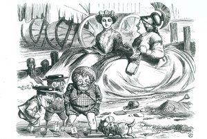 Frankrig og Storbritannien holder øje med børnene (John Bull, Mr. Punch og Napoleon III). Dette år markerede 50 år med fred mellem Frankrig og Storbritannien og begyndelsen på Entente Cordiale. John Tenniel tegnefilm fra 