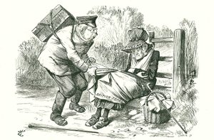 Tyskland stjæler Storbritanniens position som verdensledende inden for handel og fremstilling. Tegnefilm af John Tenniel fra Punch, 5. september 1896. af John Tenniel
