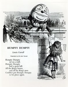 Humpty Dumpty, illustration til børnerimet af Lewis Carroll (1832-98) af John Tenniel