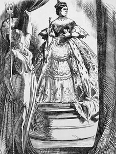 Dronning Victoria bliver opfordret af Britannia til at komme tilbage til verden efter sin lange sorg af John Tenniel