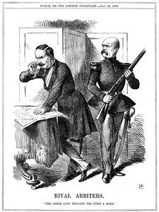 Rivalende voldgiftsdommere, 1866 af John Tenniel