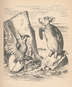 The Mock Turtle, The Gryphon and Alice, 1889 af John Tenniel
