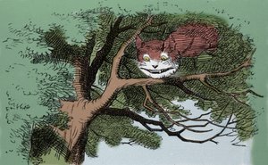 detalje af: Alice and the Cat, illustration af Sir John Tenniel til den første udgave af eventyret Alice in Wonderland af den engelske forfatter Lewis Carroll (Charles Lutwidge Dodgson) (1832-1898). af John Tenniel
