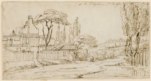 Ved enden af Chenies St, Bedford Square, 20. juli 1793 (blæk på papir) af John Thomas Serres
