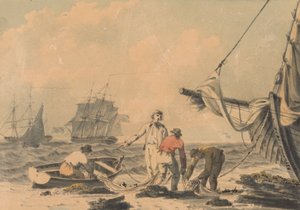 Kystscene med figurer af John Thomas Serres