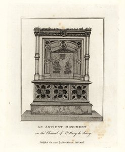 Gammelt monument i koret i St Mary le Savoy (nu Savoy-kapellet) af John Thomas Smith