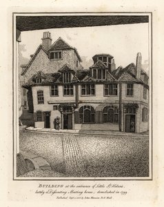 Bygning ved indgangen til Little St Helens, for nylig et dissent Meeting House, revet ned i 1799 af John Thomas Smith