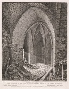 Østlig indgang til cellen i det sydvestlige tårn i Tower of London af John Thomas Smith