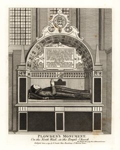 Edmund Plowdens monument på nordvæggen i Tempelkirken af John Thomas Smith