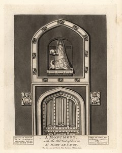 Gravbillede af Alicia, datter af Simon Steward, med den gamle vestrydør i St. Mary le Savoy af John Thomas Smith