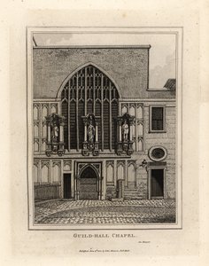 Guild-hall Chapel, genopbygget i 1440, en del af det 12. århundrede Guildhall i London af John Thomas Smith